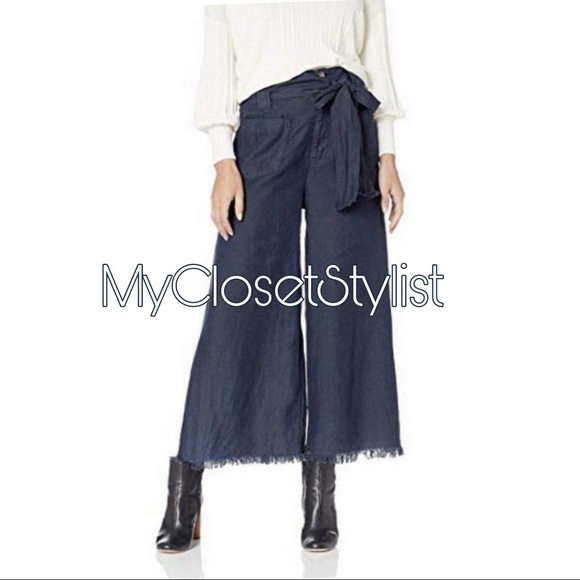 Show Me Your MuMu Denim - SMYM MuMu Flowy Flare Festival Bells TENCEL LINEN Pants! NWT S mu mu blue small